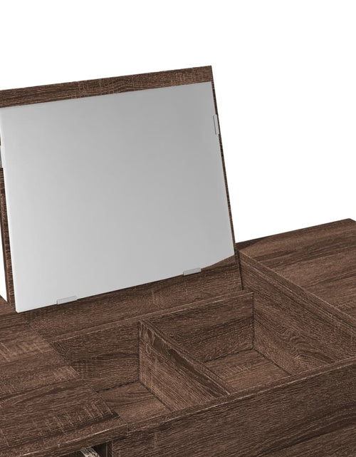 Загрузите изображение в средство просмотра галереи, Masă de toaletă cu oglindă, stejar maro, 100x45x76 cm
