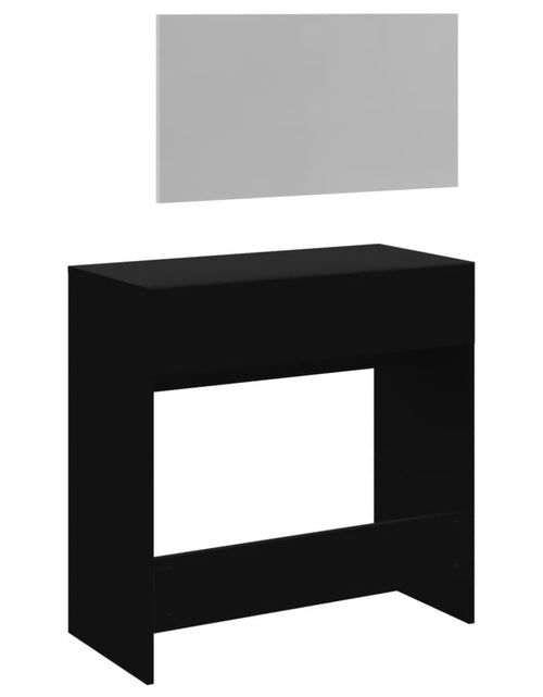 Загрузите изображение в средство просмотра галереи, Masă de toaletă cu oglindă, negru, 80x39x80 cm
