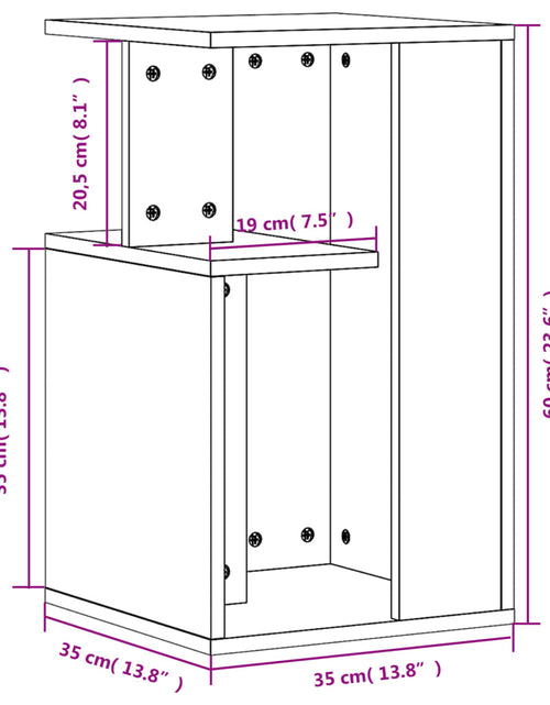 Загрузите изображение в средство просмотра галереи, Măsuță laterală, stejar maro, 35x35x60 cm, lemn compozit
