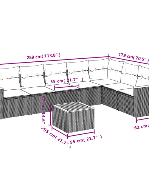 Încărcați imaginea în vizualizatorul Galerie, Set mobilier de grădină cu perne, 8 piese, negru, poliratan
