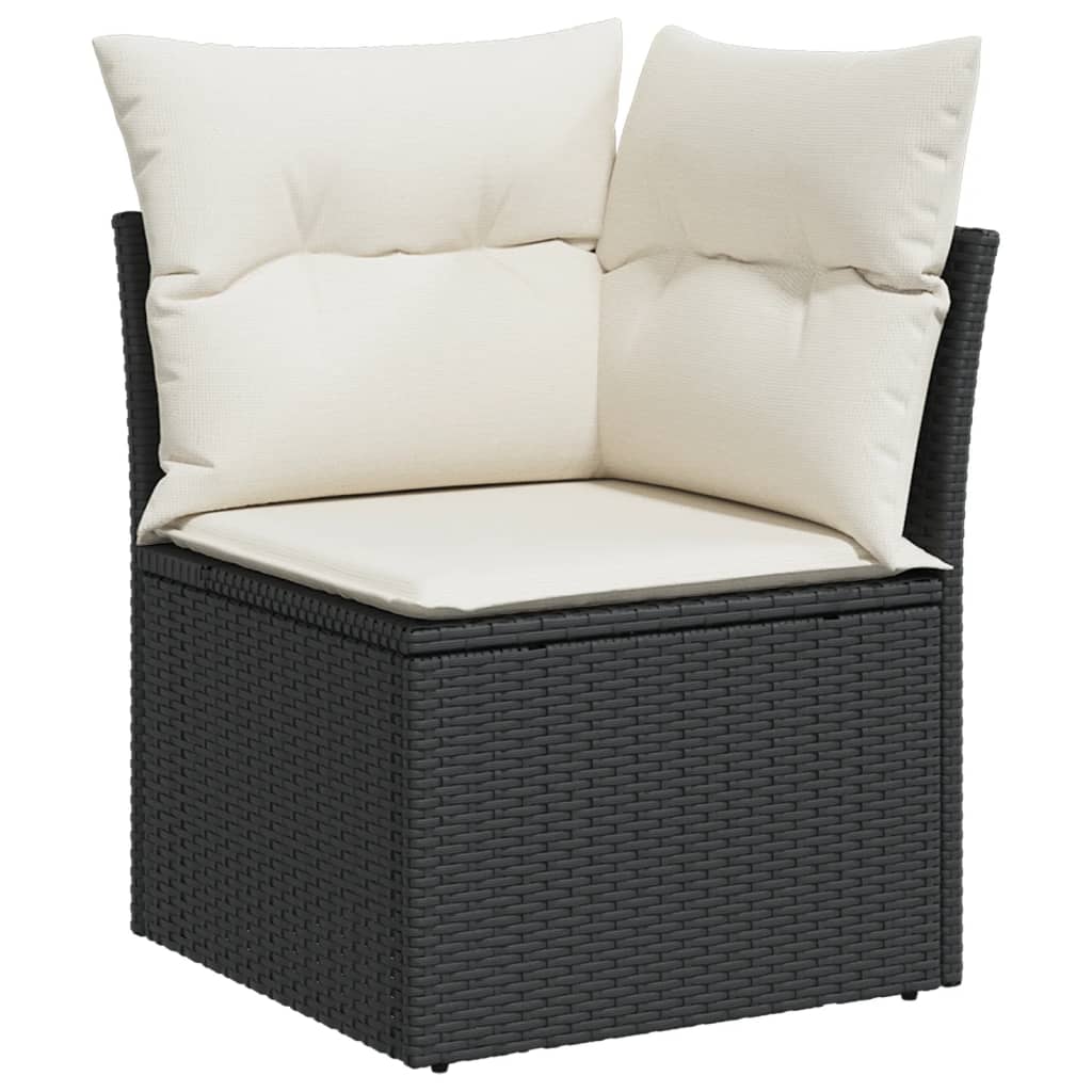 Set mobilier de grădină cu perne, 9 piese, negru, poliratan - Lando