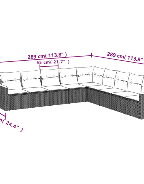 Загрузите изображение в средство просмотра галереи, Set mobilier de grădină cu perne, 9 piese, negru, poliratan - Lando
