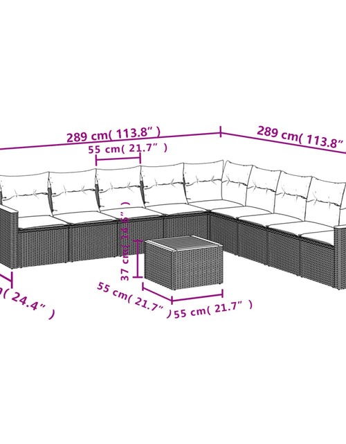 Загрузите изображение в средство просмотра галереи, Set canapele de grădină cu perne, 10 piese, bej, poliratan
