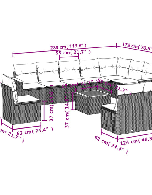 Загрузите изображение в средство просмотра галереи, Set canapele de grădină cu perne, 11 piese, bej, poliratan

