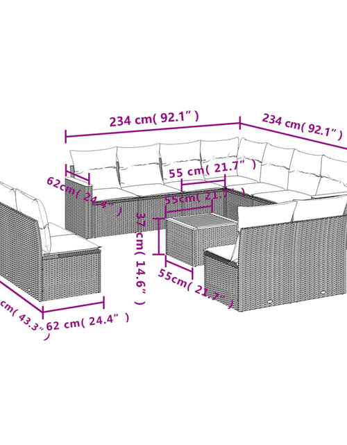 Загрузите изображение в средство просмотра галереи, Set canapele de grădină cu perne, 12 piese, bej, poliratan
