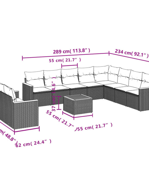 Загрузите изображение в средство просмотра галереи, Set canapele de grădină, 11 piese, cu perne, bej, poliratan
