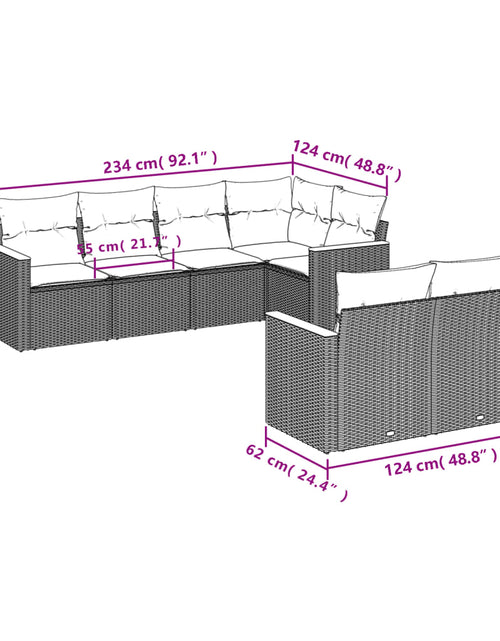 Încărcați imaginea în vizualizatorul Galerie, Set canapele de grădină, 7 piese, cu perne, bej, poliratan
