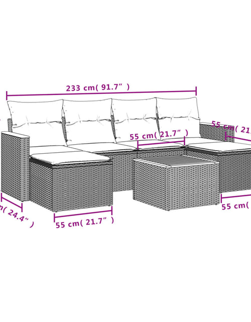 Загрузите изображение в средство просмотра галереи, Set canapele de grădină, 7 piese, cu perne, bej, poliratan
