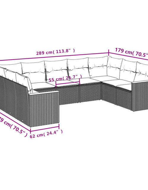 Încărcați imaginea în vizualizatorul Galerie, Set mobilier de grădină cu perne, 9 piese, negru, poliratan
