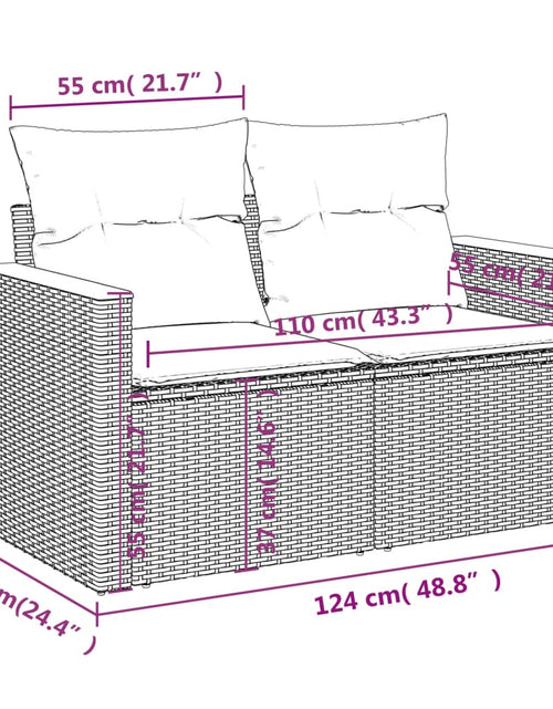 Загрузите изображение в средство просмотра галереи, Set mobilier de grădină cu perne, 9 piese, negru, poliratan
