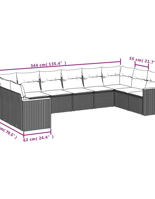 Загрузите изображение в средство просмотра галереи, Set canapele de grădină cu perne, 10 piese, negru, poliratan
