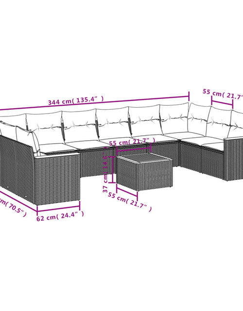 Загрузите изображение в средство просмотра галереи, Set canapele de grădină cu perne, 11 piese, bej, poliratan

