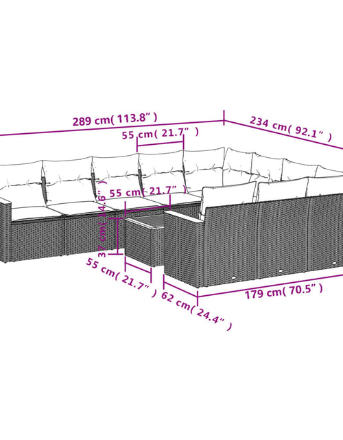 Загрузите изображение в средство просмотра галереи, Set canapele de grădină, 11 piese, cu perne, bej, poliratan
