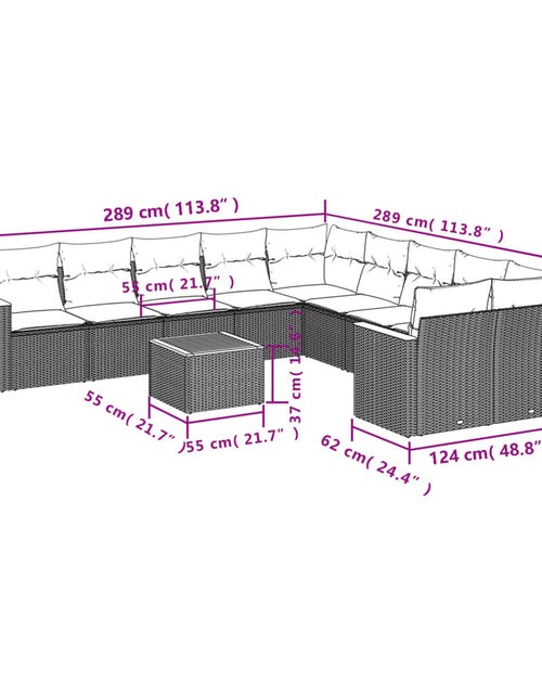 Загрузите изображение в средство просмотра галереи, Set canapele de grădină cu perne, 11 piese, bej, poliratan
