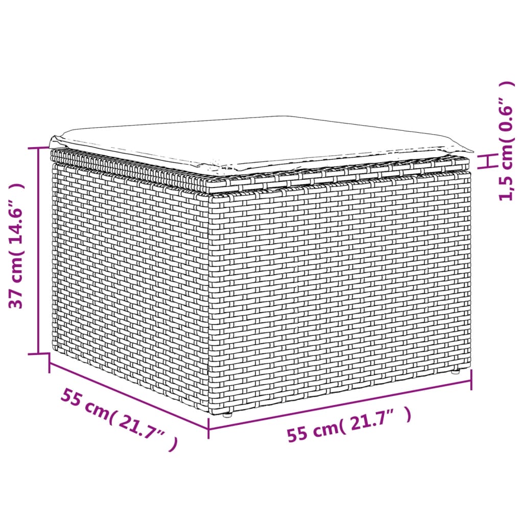 Set mobilier de grădină cu perne, 10 piese, gri, poliratan