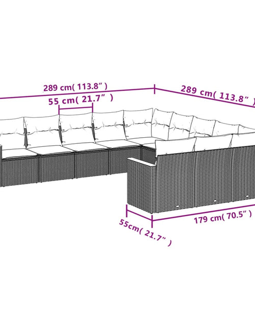 Încărcați imaginea în vizualizatorul Galerie, Set canapele de grădină cu perne, 11 piese, negru, poliratan - Lando
