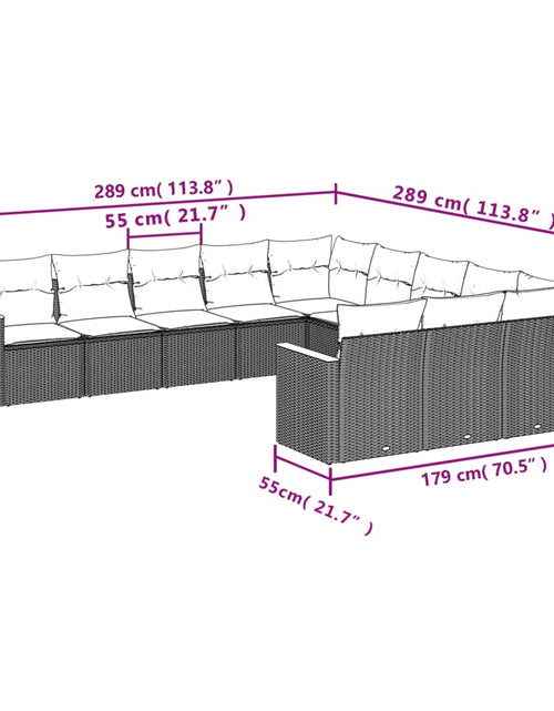 Загрузите изображение в средство просмотра галереи, Set canapele de grădină cu perne, 11 piese, bej, poliratan
