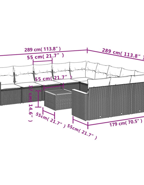 Загрузите изображение в средство просмотра галереи, Set canapele de grădină cu perne, 12 piese, bej, poliratan
