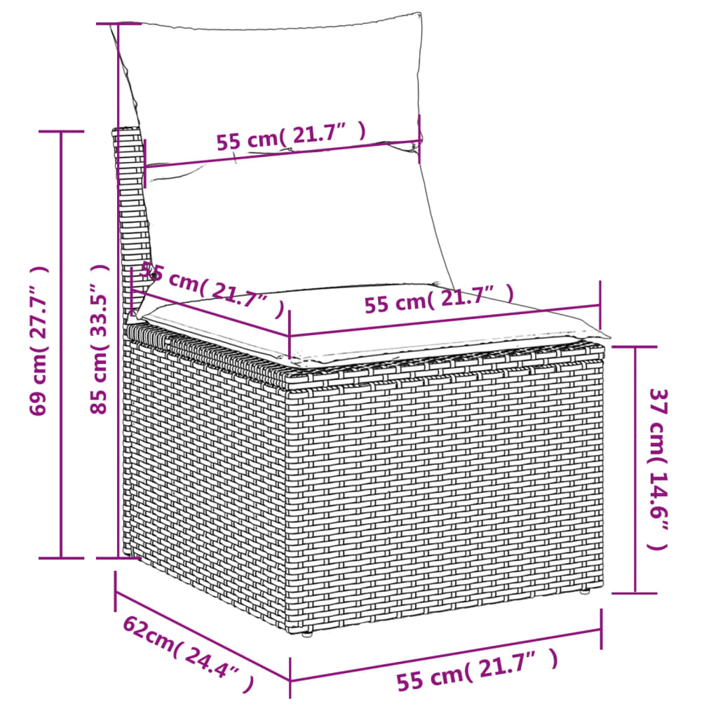 Set mobilier de grădină cu perne, 13 piese, negru, poliratan