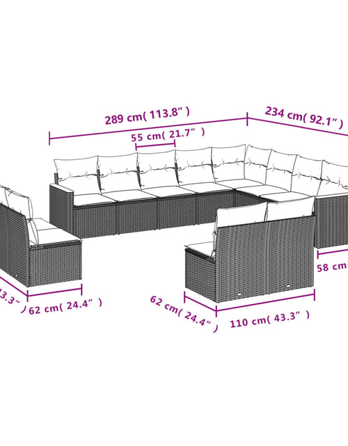 Загрузите изображение в средство просмотра галереи, Set canapele de grădină, 12 piese, cu perne, bej, poliratan - Lando
