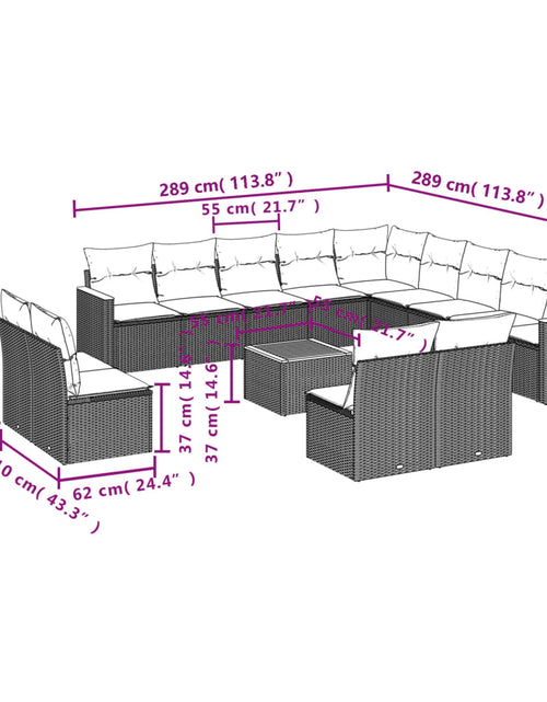 Загрузите изображение в средство просмотра галереи, Set canapele de grădină, 14 piese, cu perne, bej, poliratan

