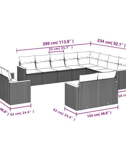 Încărcați imaginea în vizualizatorul Galerie, Set canapele de grădină cu perne, 12 piese, bej, poliratan
