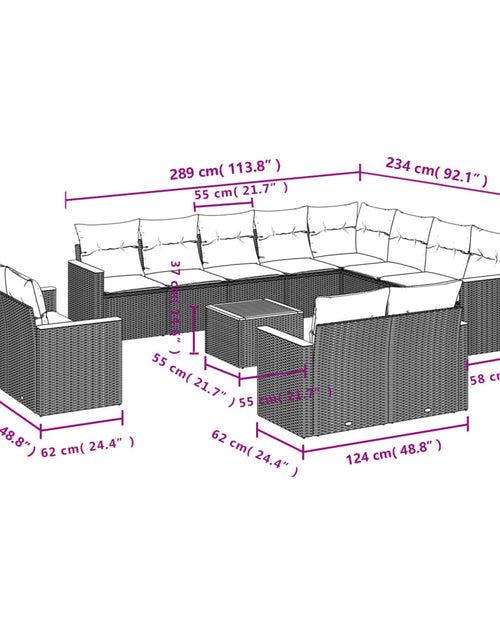Загрузите изображение в средство просмотра галереи, Set canapele de grădină, 13 piese, cu perne, bej, poliratan
