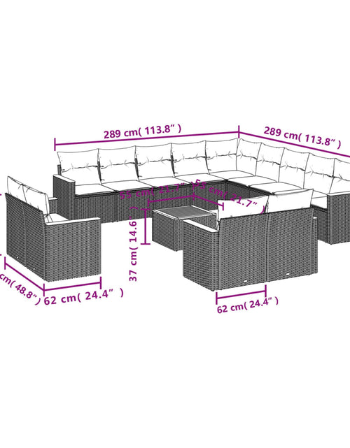 Загрузите изображение в средство просмотра галереи, Set canapele de grădină, 14 piese, cu perne, bej, poliratan
