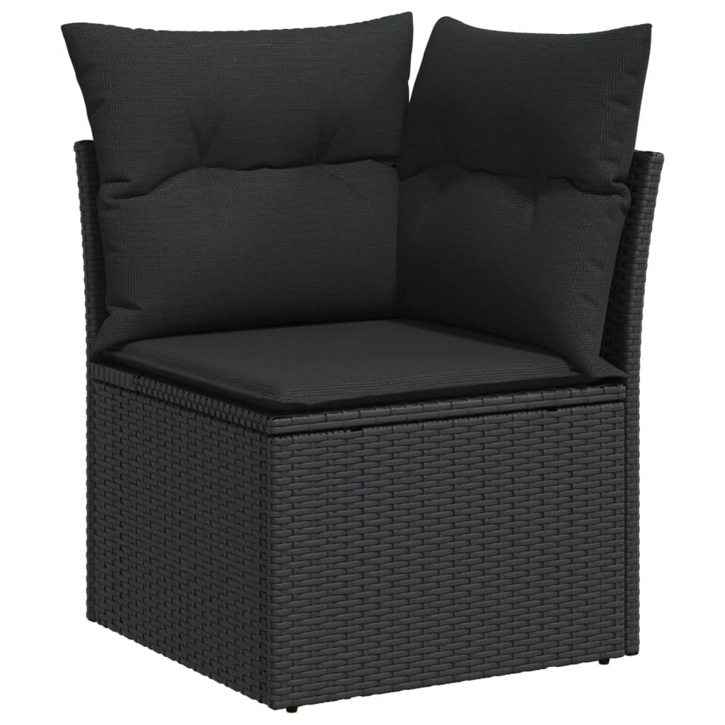 Set mobilier de grădină cu perne, 5 piese, negru, poliratan - Lando