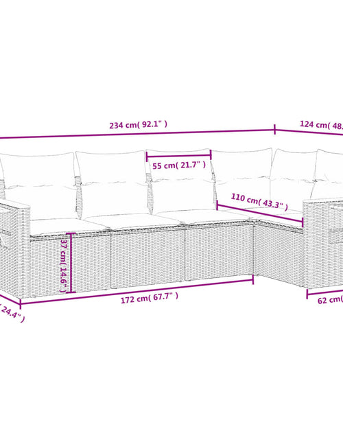 Загрузите изображение в средство просмотра галереи, Set mobilier de grădină cu perne, 5 piese, negru, poliratan
