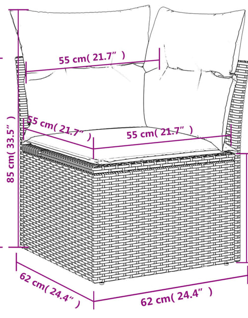 Încărcați imaginea în vizualizatorul Galerie, Set mobilier de grădină cu perne, 6 piese, negru, poliratan
