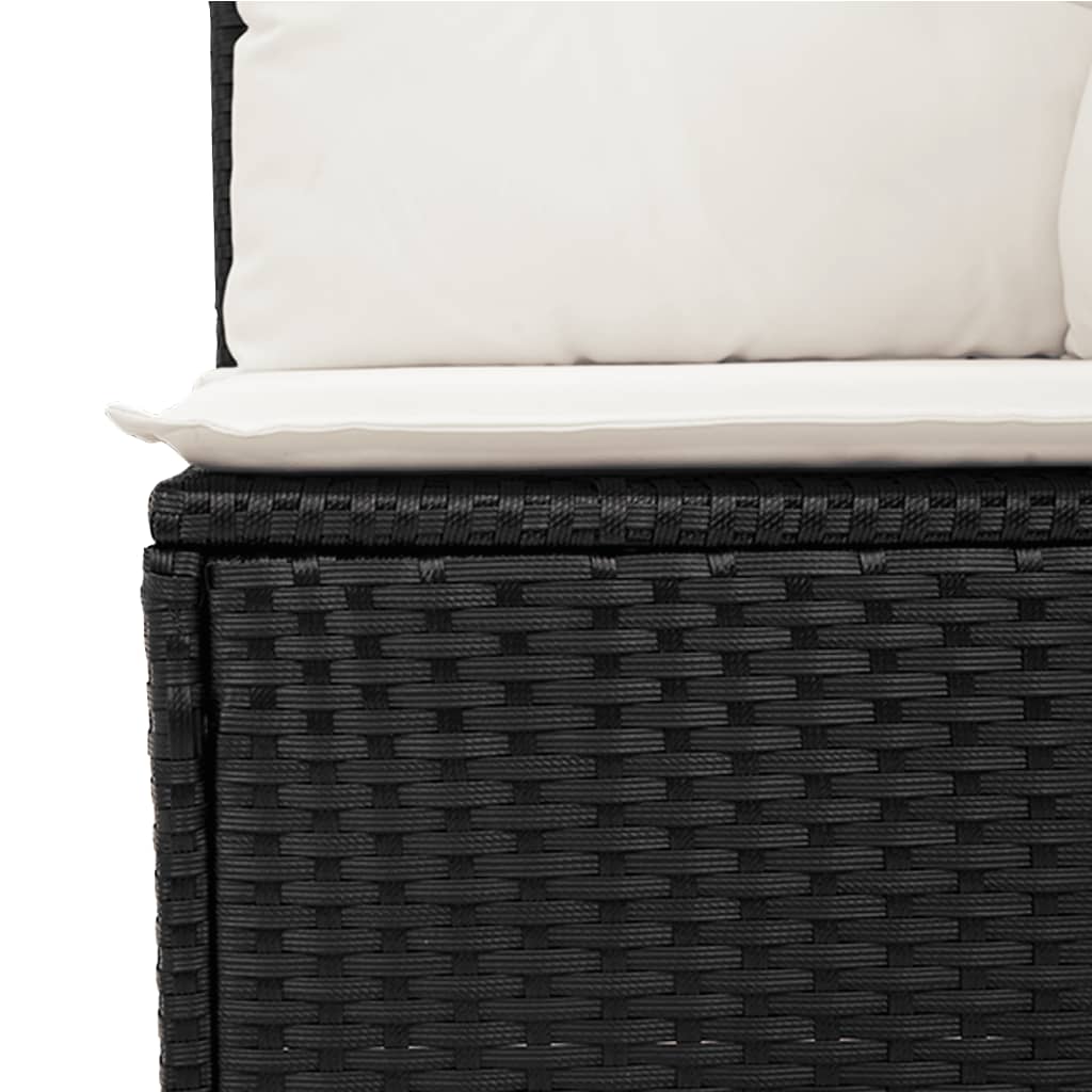 Set mobilier de grădină cu perne, 8 piese, negru, poliratan