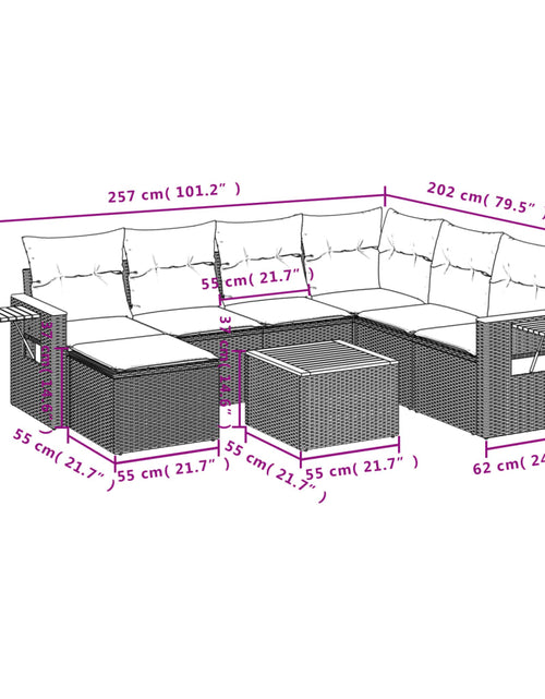 Încărcați imaginea în vizualizatorul Galerie, Set mobilier de grădină cu perne, 8 piese, negru, poliratan
