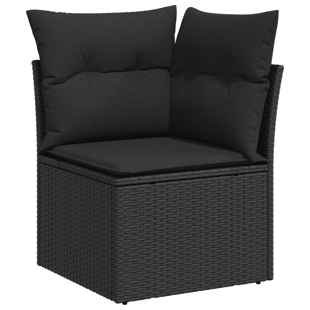 Set mobilier de grădină cu perne, 6 piese, negru, poliratan - Lando