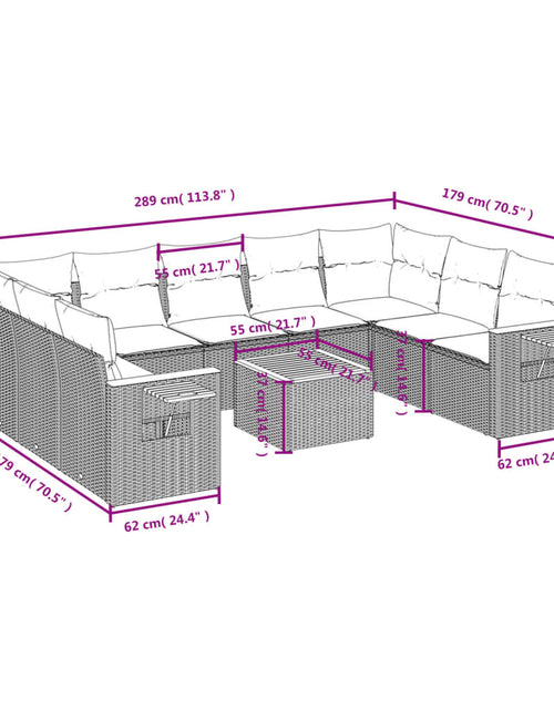 Загрузите изображение в средство просмотра галереи, Set canapele de grădină cu perne, 10 piese, bej, poliratan
