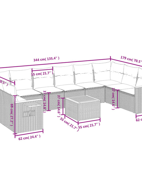Загрузите изображение в средство просмотра галереи, Set canapele de grădină cu perne, 11 piese, bej, poliratan
