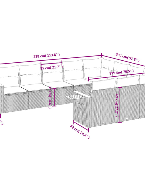 Încărcați imaginea în vizualizatorul Galerie, Set canapele de grădină cu perne, 10 piese, bej, poliratan
