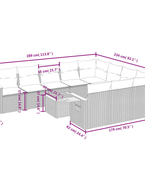 Încărcați imaginea în vizualizatorul Galerie, Set canapele de grădină cu perne, 11 piese, bej, poliratan
