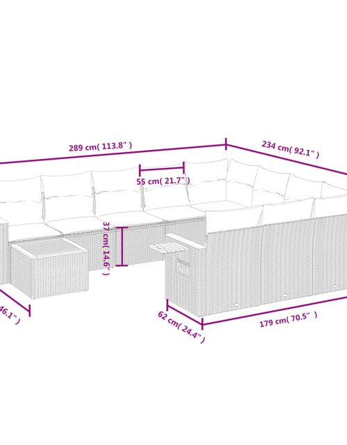 Încărcați imaginea în vizualizatorul Galerie, Set canapele de grădină cu perne, 11 piese, bej, poliratan
