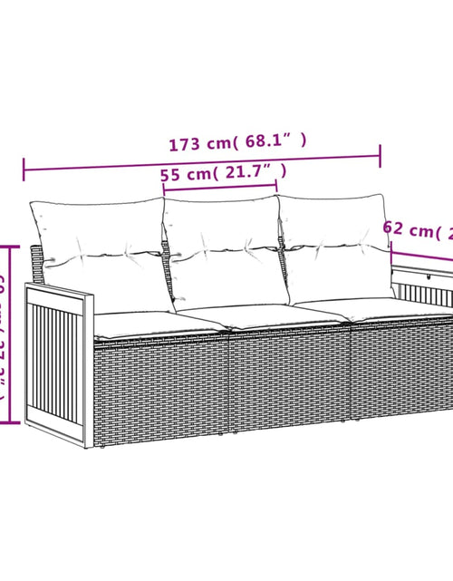 Încărcați imaginea în vizualizatorul Galerie, Set canapele de grădină, 3 piese, cu perne, bej, poliratan
