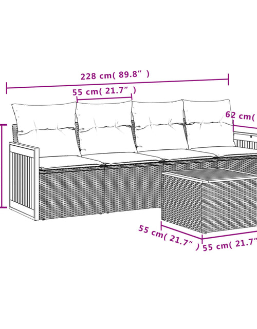 Încărcați imaginea în vizualizatorul Galerie, Set mobilier de grădină cu perne, 5 piese, negru, poliratan - Lando
