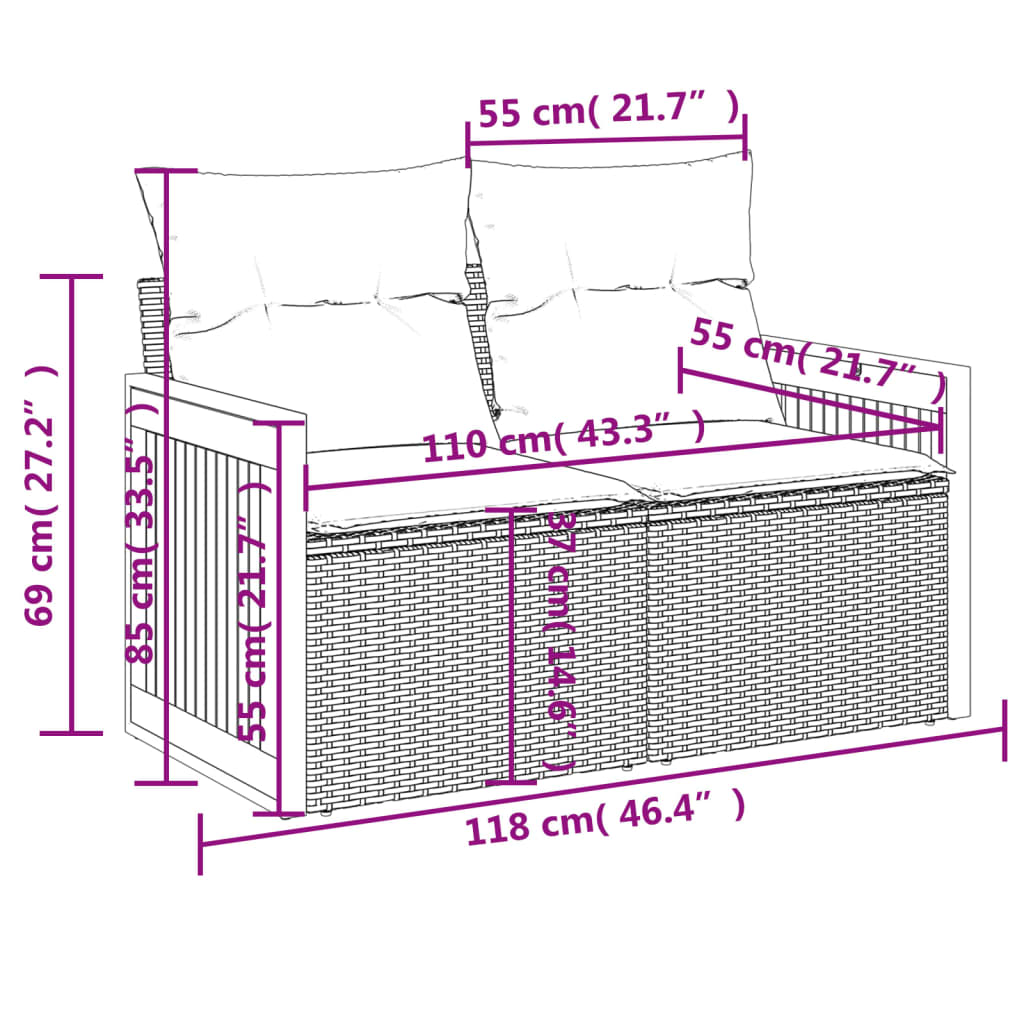 Set mobilier de grădină cu perne, 5 piese, negru, poliratan - Lando