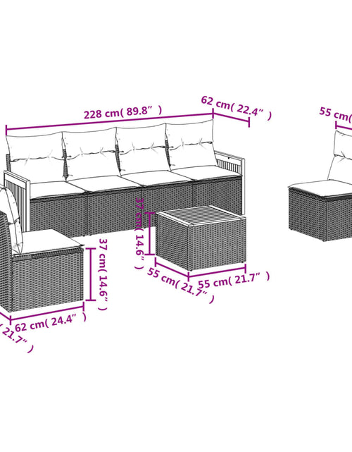 Загрузите изображение в средство просмотра галереи, Set canapele de grădină, 7 piese, cu perne, bej, poliratan

