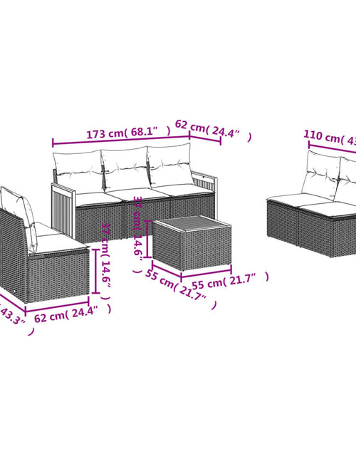 Încărcați imaginea în vizualizatorul Galerie, Set mobilier de grădină cu perne, 8 piese, negru, poliratan - Lando
