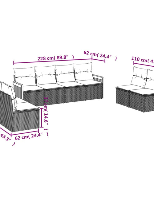 Încărcați imaginea în vizualizatorul Galerie, Set canapele de grădină, 8 piese, cu perne, bej, poliratan
