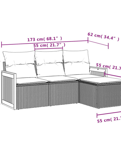 Încărcați imaginea în vizualizatorul Galerie, Set canapele de grădină, 4 piese, cu perne, bej, poliratan
