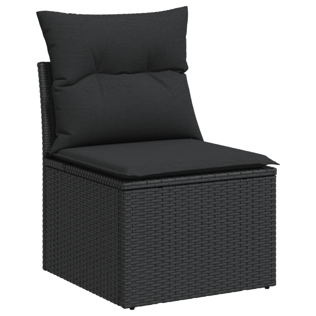 Set mobilier de grădină cu perne, 6 piese, negru, poliratan - Lando