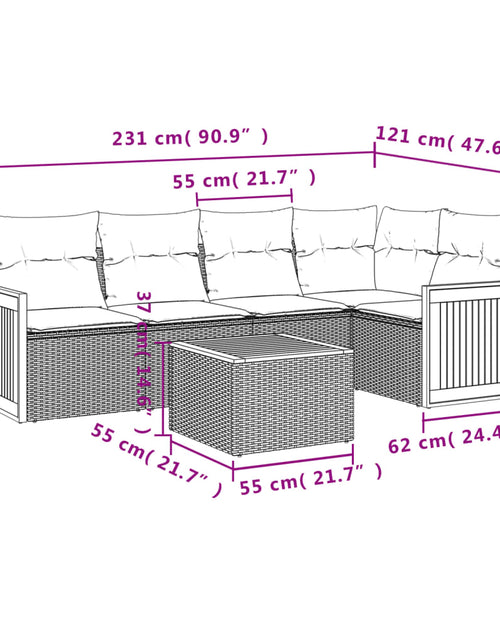 Загрузите изображение в средство просмотра галереи, Set canapele de grădină cu perne, 6 piese, bej, poliratan

