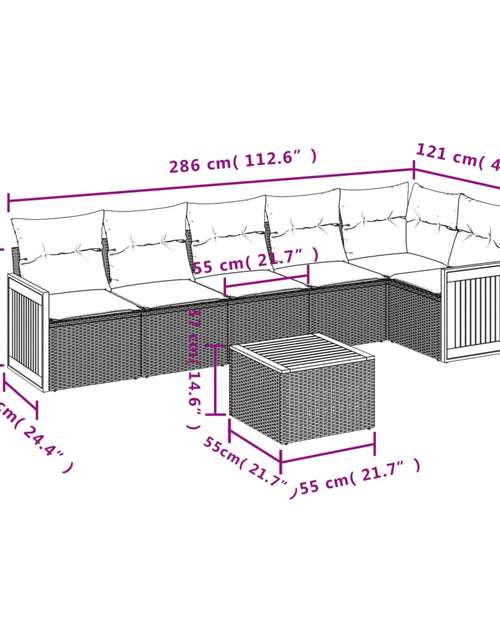 Загрузите изображение в средство просмотра галереи, Set canapele de grădină, 7 piese, cu perne, bej, poliratan
