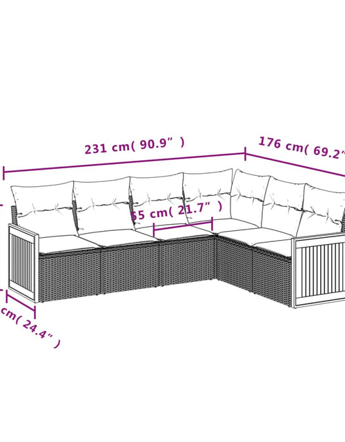 Încărcați imaginea în vizualizatorul Galerie, Set canapele de grădină cu perne, 6 piese, bej, poliratan
